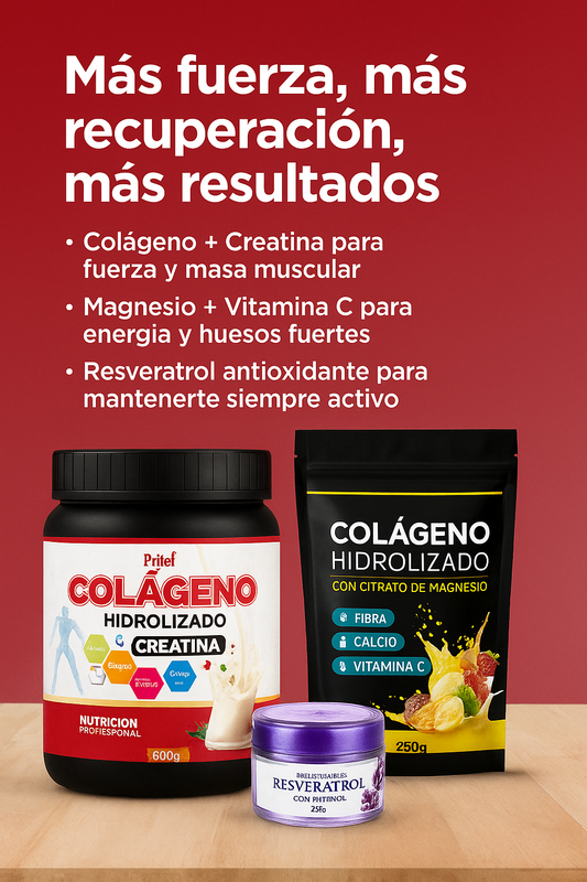 Combo Premium Colágeno + Creatina + Resveratrol ✨💪